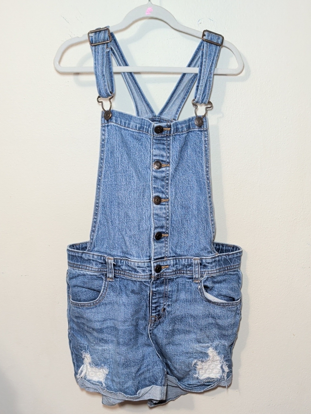Cat & Jack Button Front Shortalls with Peekaboo Floral Fabric Girl Size XL 14-16